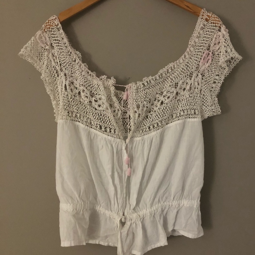 Vintage French Victorian off the shoulder blouse